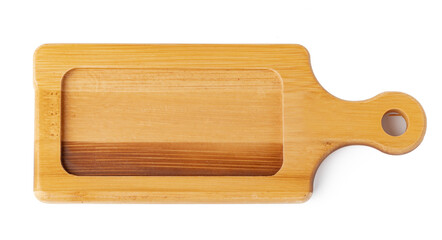 Wooden board isolated on white background, close up