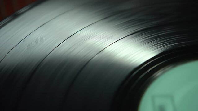 Close up shot of rotating vinyl record