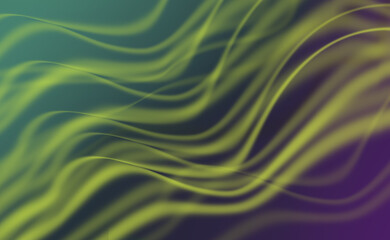 Fototapeta premium Abstract​ blurred​ and​ soft wavy yellow​ lines​ on​ degrade dark​ deep blue​ and​ purple​ background.