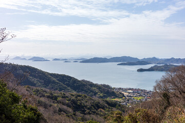 Fototapeta na wymiar 日本の岡山県笠岡市神島の栂の丸山の美しい風景