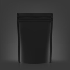 Black pouch bag mockup. Vector illustration. Ready for your design. EPS10.	