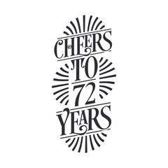 72 years vintage birthday celebration, Cheers to 72 years