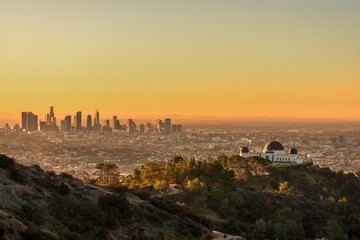 Los Angeles at sunrise with Griffith observatory