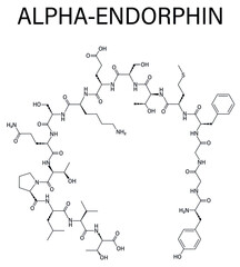 Alpha-endorphin endogenous opioid peptide molecule. Skeletal formula.	