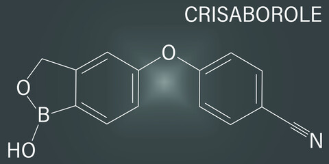 Crisaborole eczema drug molecule (Phosophodiesterase-4 inhibitor). Skeletal formula.	
