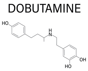 Dobutamine sympathomimetic drug molecule. Skeletal formula.	
