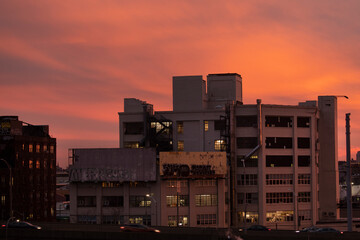 Industrial Building at Sunset