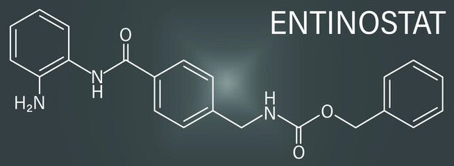 Entinostat cancer drug molecule (HDAC inhibitor). Skeletal formula.	