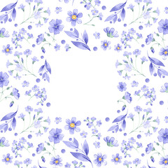 Background with watercolor very peri flowers