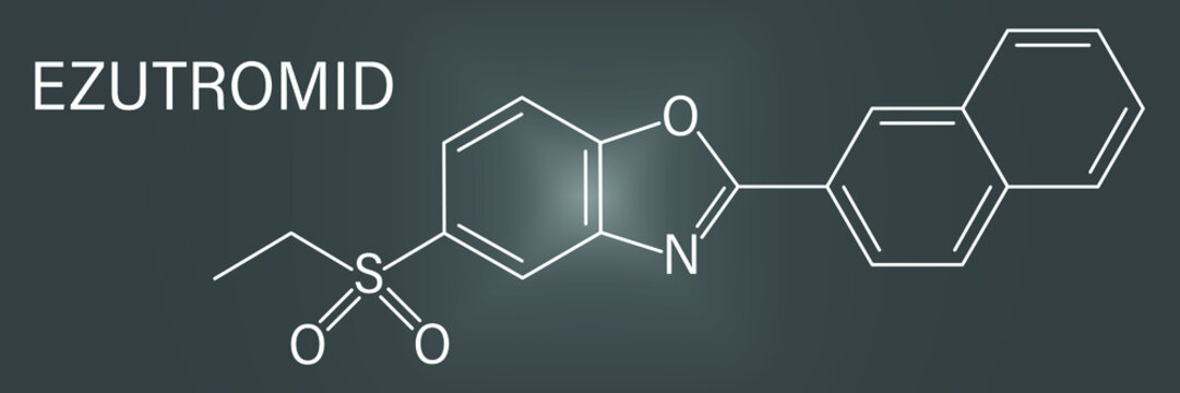 Ezutromid Drug Molecule. Investigational Treatment Of Duchenne Muscular Dystrophy. Activator Of Utrophin. Skeletal Formula.