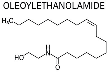 Oleoylethanolamide (OEA) endogenous peroxisome proliferator-activated receptor alpha (PPAR-Î±) agonist molecule. Skeletal formula.
