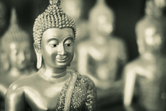 The black and white Buddha image in the temple is the center of faith.