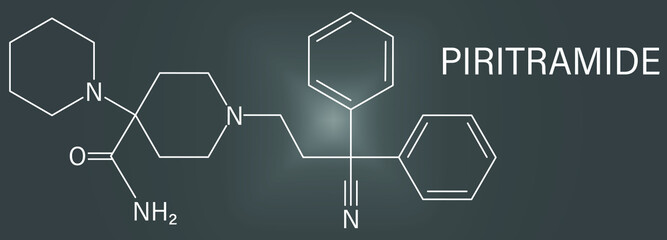 Piritramide opioid analgetic drug molecule. Skeletal formula.	