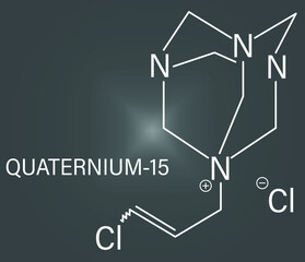 Quaternium-15 surfactant and preservative molecule (formaldehyde releaser). Skeletal formula.