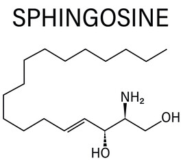 Sphingosine or 2-amino-4-trans-octadecene-1,3-diol, lipid molecule. Skeletal formula.	