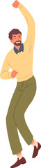 Happy Jumping Male Office Worker Cartoon Illustration