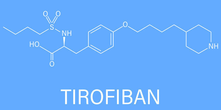 Tirofiban anticoagulant drug molecule. Skeletal formula.	
