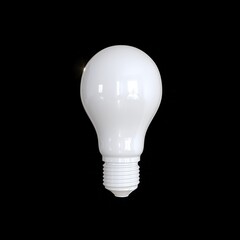 White Light bulb isolate on black background. 3D Render
