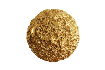 Closeup Details Golden object on White background. 3D Render