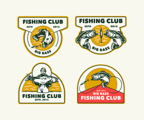 Hand Drawn Vintage Fishing Club Logo Label