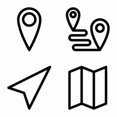 A set of location line icons. Editable stroke. Vector graphics