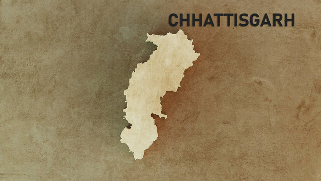 Chhattisgarh map 3d rendered illustration 