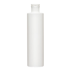 Cosmetic bottles with lid isolated on white background. Bottle with hand sanitizer. Antimicrobial liquid gel. Hand hygiene. Shampoo bottle. Medicine bottle. Liquid soap.