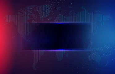 Abstract background with world map annd light effects.