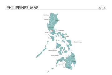 Philippines map vector illustration on white background. Map have all province and mark the capital city of Philippines. 