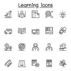 Learning icon set in thin line style