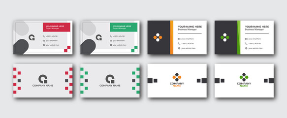 Business Card Set,Creative Modern Corporate Business identity Card Template Set,Professional Visiting Card Vector Print Template