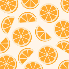 Abstract seamless pattern with orange slices. Citrus background. Vector 10 EPS.