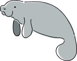 手描き風のマナティのイラスト