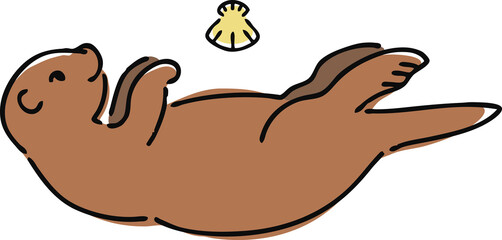 手描き風のラッコのイラスト