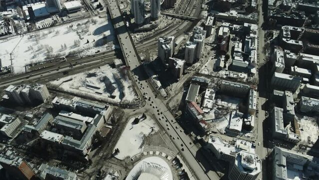 Shooting a winter city from a great height.