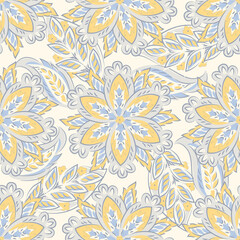 flowers seamless pattern. Ethnic floral vector background