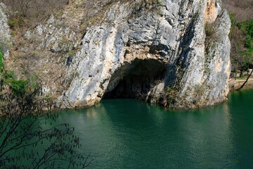 Fototapeta Karst rock formation at the Matka canyon natural park in Macedonia obraz