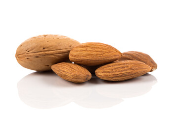 Almonds on a white background