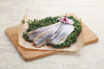 Marinated Herring fillet with onion