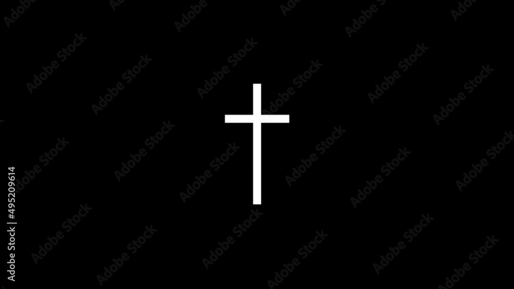 Poster white picture of cross on a black background. christian symbols. distortion liquid style transition 