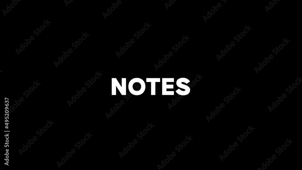 Poster white picture of notes on a black background. printing word. distortion liquid style transition icon