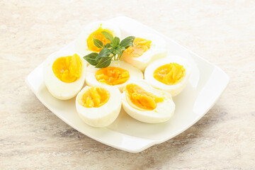 Boiled chicken egg for breakfast