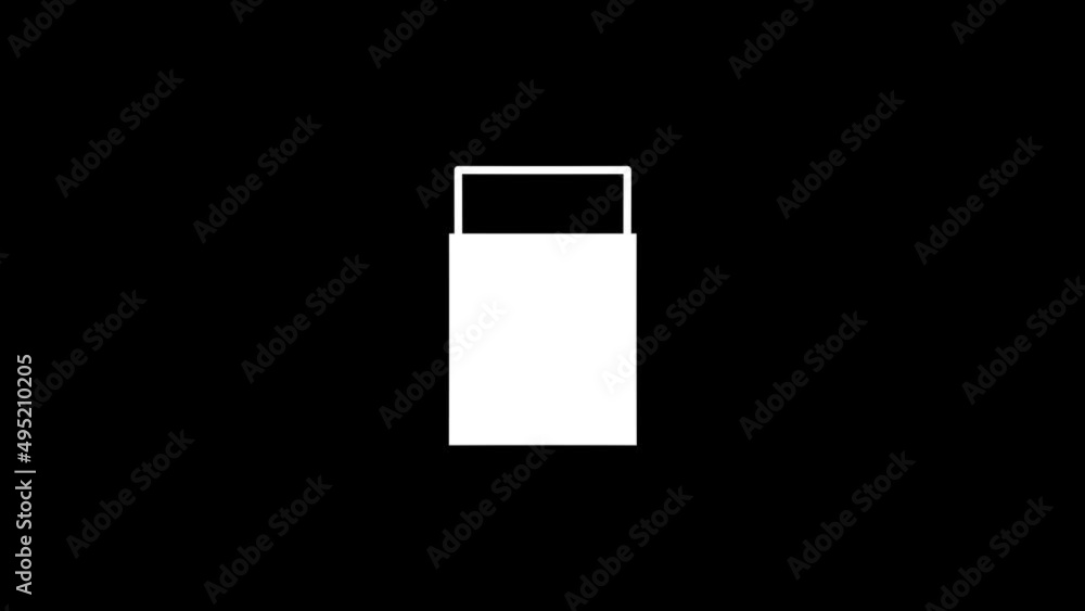 Poster white picture of package on a black background. package for shopping in the store. distortion liquid