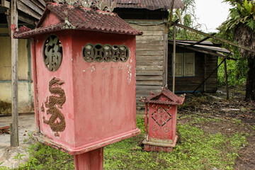An old spirit house in the abandoned town of Pusing near the city of Ipoh.
