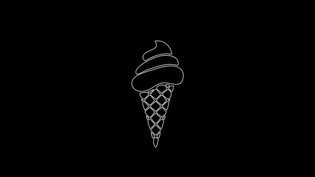 white linear ice cream silhouette. the picture appears and disappears on a black background.
