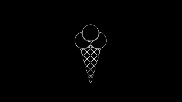 white linear ice cream silhouette. the picture appears and disappears on a black background.
