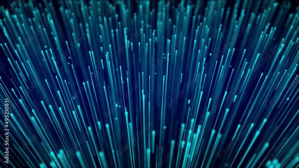 Poster cyberspace with blue digital falling lines. geometric flow in cyberspace. high speed. big data conne