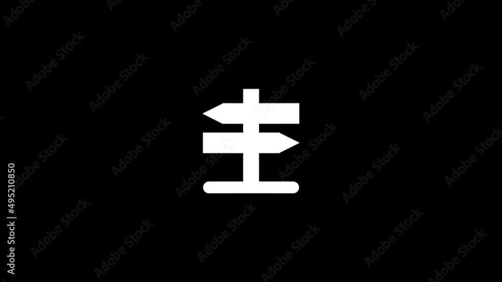 Poster white picture of road signs on a black background. road sign with directions. distortion liquid styl