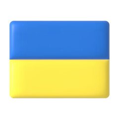 3d cartoon style minimal icon flag in Ukraine. 3D vector illustration isolated on a white background.