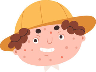 Funny Male Character Face Icon Cartoon Illustration